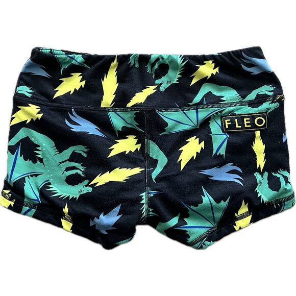 FLEO Dragon Lightning Workout Short Shorts Gym Crossfit Booty Small Women's - Picture 2 of 3